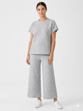 See and Be Seen Quilted 2-Piece Lounge Set Crop Wide Leg Pants & Top L
